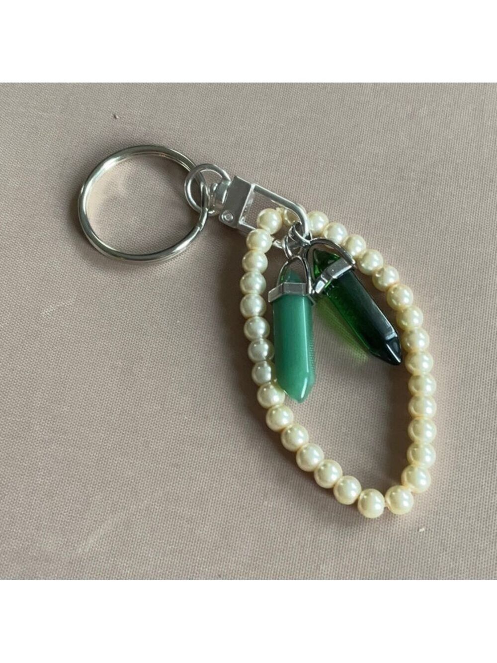 Healing crystals with pearls key chain - purse charm